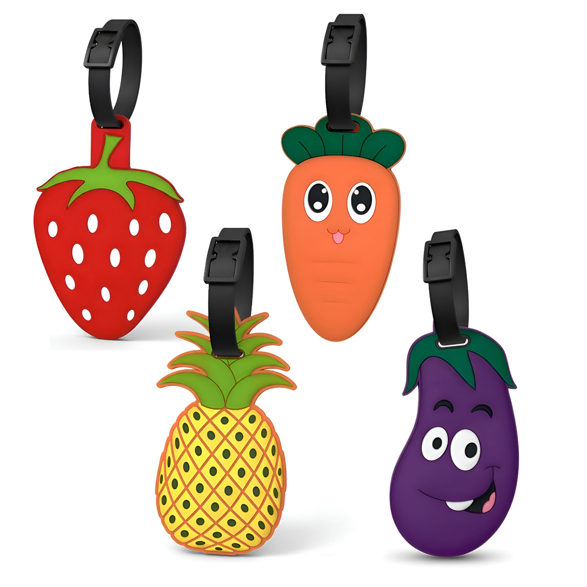 Travel Accessories List - Strawberry Eggplant Carrot Pineapple Luggage Tag